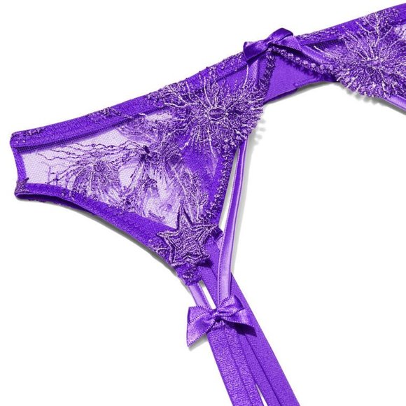 Just In VS M/L VERY SEXY Starstruck Garter Belt Bright Violet Sexy Lingerie NWT - Picture 10 of 11